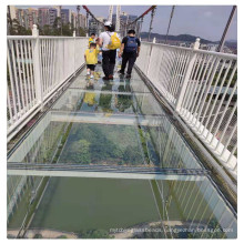 China excellent safety tempered laminated anti-slip glass floor glass bridge